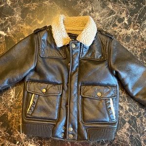 5T Gap Faux Leather Bomber Coat Jacket